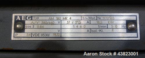 Used Alfa Laval AVNX-416B-31G solid bowl decanter Centrifuge, Stainless steel construction on product contact areas. Maximum bowl speed 3250 rpm, 18.5Kw/380-660volt/50 cycle single row of lined cake ...