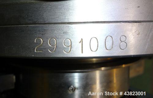 Used Alfa Laval AVNX-416B-31G solid bowl decanter Centrifuge, Stainless steel construction on product contact areas. Maximum bowl speed 3250 rpm, 18.5Kw/380-660volt/50 cycle single row of lined cake ...