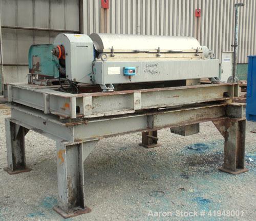 Used Alfa Laval AVNX-418-31G Solid Bowl Decanter Centrifuge, 316 Stainless Steel (product contact areas). maximum bowl speed 4000 rpm, 110mm single lead conveyor with sintered tungsten carbide wear p...