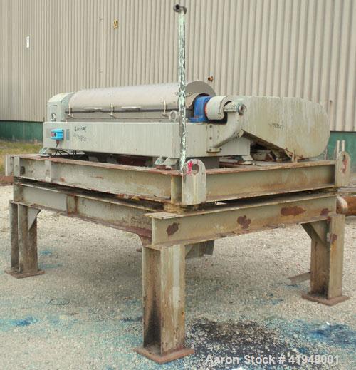 Used Alfa Laval AVNX-418-31G Solid Bowl Decanter Centrifuge, 316 Stainless Steel (product contact areas). maximum bowl speed 4000 rpm, 110mm single lead conveyor with sintered tungsten carbide wear p...