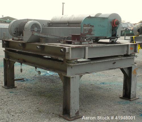 Used Alfa Laval AVNX-418-31G Solid Bowl Decanter Centrifuge, 316 Stainless Steel (product contact areas). maximum bowl speed 4000 rpm, 110mm single lead conveyor with sintered tungsten carbide wear p...