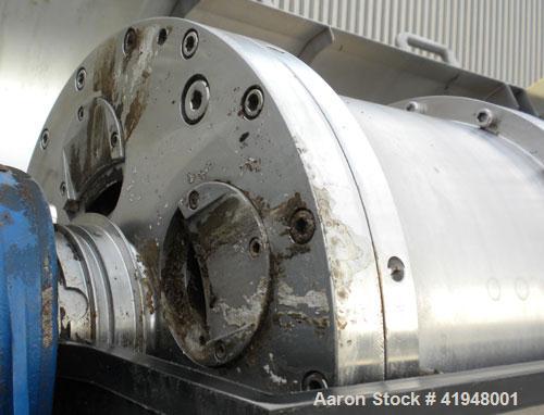 Used Alfa Laval AVNX-418-31G Solid Bowl Decanter Centrifuge, 316 Stainless Steel (product contact areas). maximum bowl speed 4000 rpm, 110mm single lead conveyor with sintered tungsten carbide wear p...