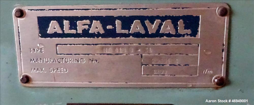 Used Alfa Laval AVNX-418B-31 Solid Bowl Decanter Centrifuge.