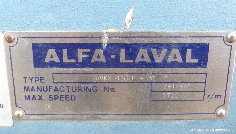 Used- Stainless Steel Alfa Laval Solid Bowl Decanter Centrifuge