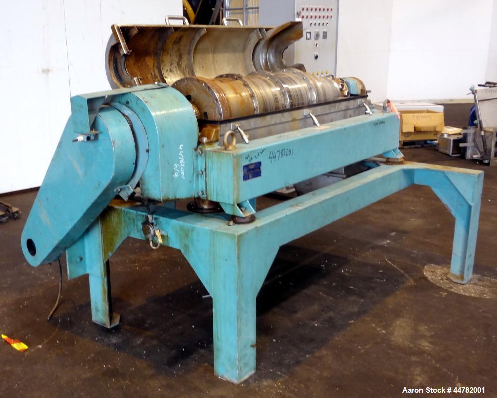Used Alfa Laval AVNX 418K-31/ 8820.5000.38 Solid Bowl Decanter Centrifuge, 316 Stainless Steel (product contact areas). Maximum bowl speed 4000 rpm, 70mm single lead conveyor with hard facing,double ...