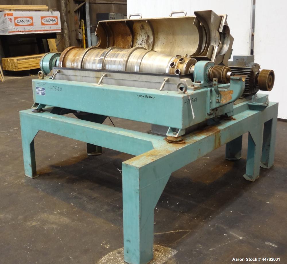 Used Alfa Laval AVNX 418K-31/ 8820.5000.38 Solid Bowl Decanter Centrifuge, 316 Stainless Steel (product contact areas). Maximum bowl speed 4000 rpm, 70mm single lead conveyor with hard facing,double ...