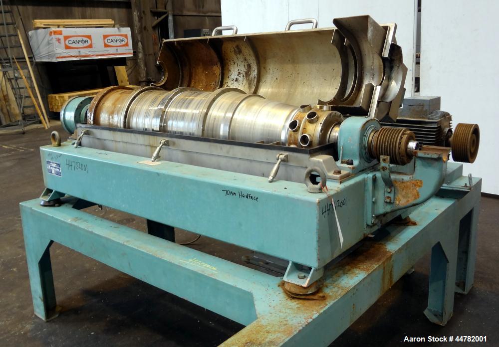 Used Alfa Laval AVNX 418K-31/ 8820.5000.38 Solid Bowl Decanter Centrifuge, 316 Stainless Steel (product contact areas). Maximum bowl speed 4000 rpm, 70mm single lead conveyor with hard facing,double ...