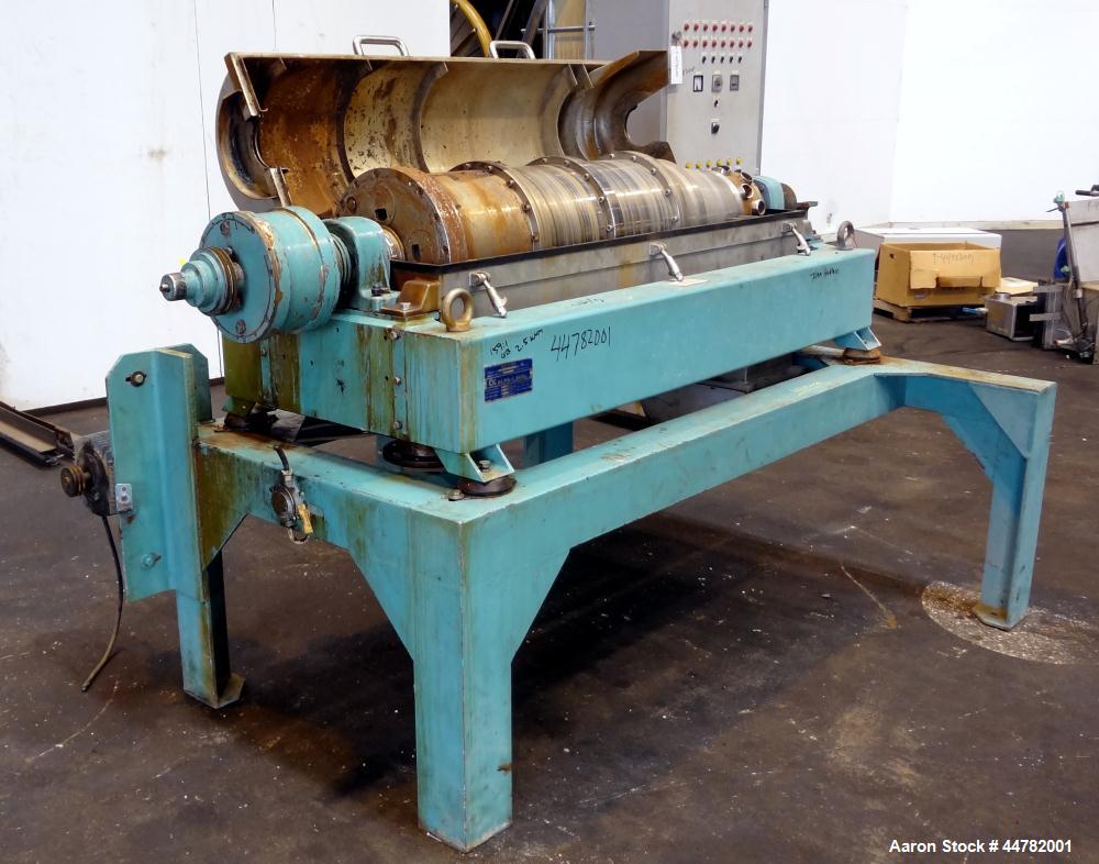 Used Alfa Laval AVNX 418K-31/ 8820.5000.38 Solid Bowl Decanter Centrifuge, 316 Stainless Steel (product contact areas). Maximum bowl speed 4000 rpm, 70mm single lead conveyor with hard facing,double ...