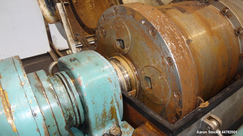 Used Alfa Laval AVNX 418K-31/ 8820.5000.38 Solid Bowl Decanter Centrifuge, 316 Stainless Steel (product contact areas). Maximum bowl speed 4000 rpm, 70mm single lead conveyor with hard facing,double ...