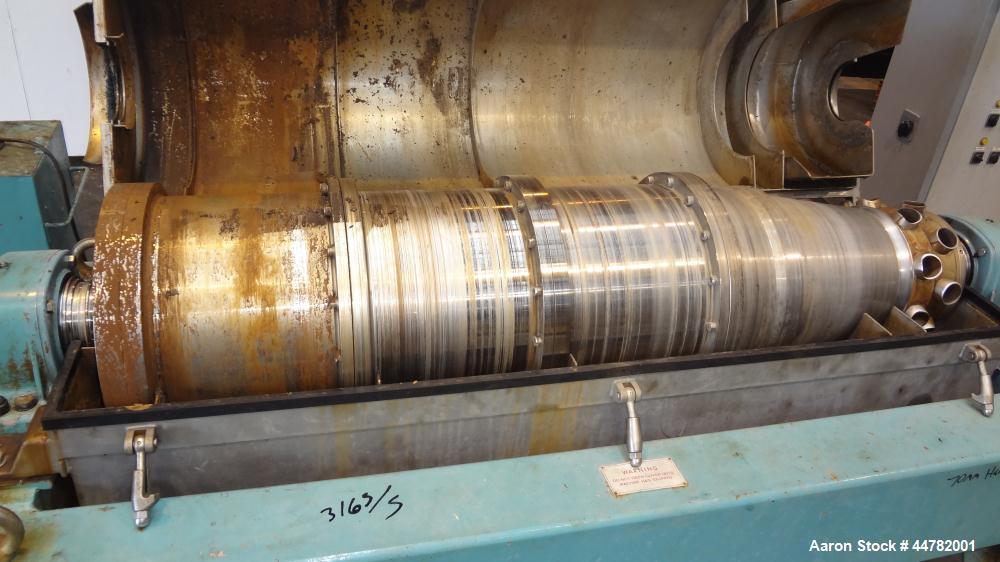 Used Alfa Laval AVNX 418K-31/ 8820.5000.38 Solid Bowl Decanter Centrifuge, 316 Stainless Steel (product contact areas). Maximum bowl speed 4000 rpm, 70mm single lead conveyor with hard facing,double ...