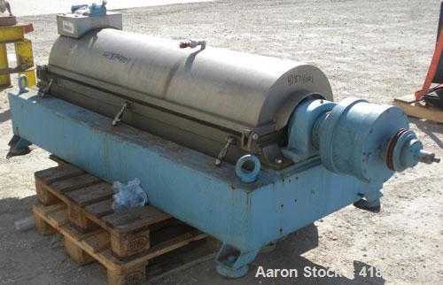 Used Alfa Laval AVNX-418K-31 Solid Bowl Decanter Centrifuge, 316 Stainless Steel Construction (Product Contact Areas), Maximum bowl speed 3250 RPM. Double row of lined cake discharge ports, 70 MM sin...