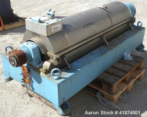Used Alfa Laval AVNX-418K-31 Solid Bowl Decanter Centrifuge, 316 Stainless Steel Construction (Product Contact Areas), Maximum bowl speed 3250 RPM. Double row of lined cake discharge ports, 70 MM sin...