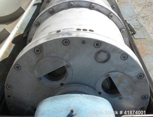 Used Alfa Laval AVNX-418K-31 Solid Bowl Decanter Centrifuge, 316 Stainless Steel Construction (Product Contact Areas), Maximum bowl speed 3250 RPM. Double row of lined cake discharge ports, 70 MM sin...