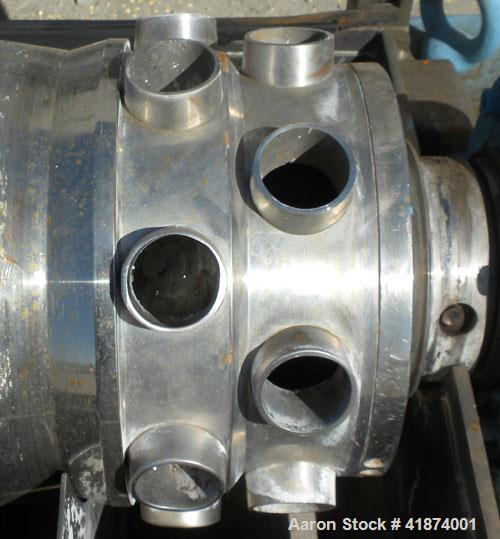 Used Alfa Laval AVNX-418K-31 Solid Bowl Decanter Centrifuge, 316 Stainless Steel Construction (Product Contact Areas), Maximum bowl speed 3250 RPM. Double row of lined cake discharge ports, 70 MM sin...