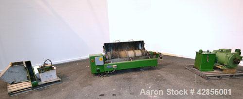 Used Alfa Laval AVNX-420B-31G Solid Bowl Decanter Centrifuge. 316 Stainless steel construction on product contact areas. Maximum bowl speed 4000 rpm. 70 mm Single lead conveyor. Single row of lined c...