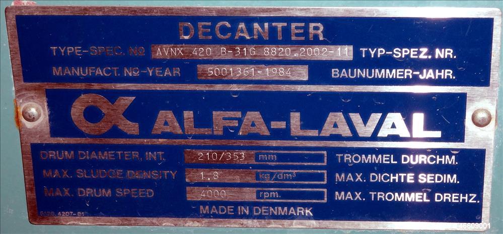 USED: Alfa Laval AVNX-420B-31G Solid Bowl Decanter Centrifuge