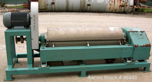 USED: Alfa Laval AVNX-420B-31G solid bowl decanter centrifuge. Max bowl speed 4000 rpm, stainless steel construction on product contact areas, single lead conveyor, single row of lined cake discharge...