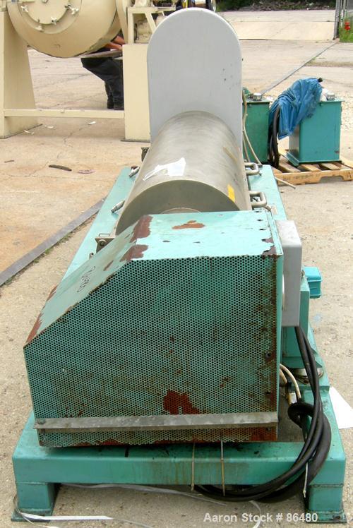 USED: Alfa Laval AVNX-420B-31G solid bowl decanter centrifuge. Max bowl speed 4000 rpm, stainless steel construction on product contact areas, single lead conveyor, single row of lined cake discharge...