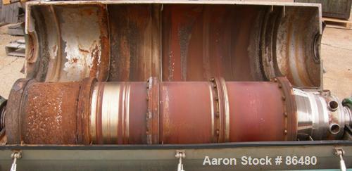 USED: Alfa Laval AVNX-420B-31G solid bowl decanter centrifuge. Max bowl speed 4000 rpm, stainless steel construction on product contact areas, single lead conveyor, single row of lined cake discharge...