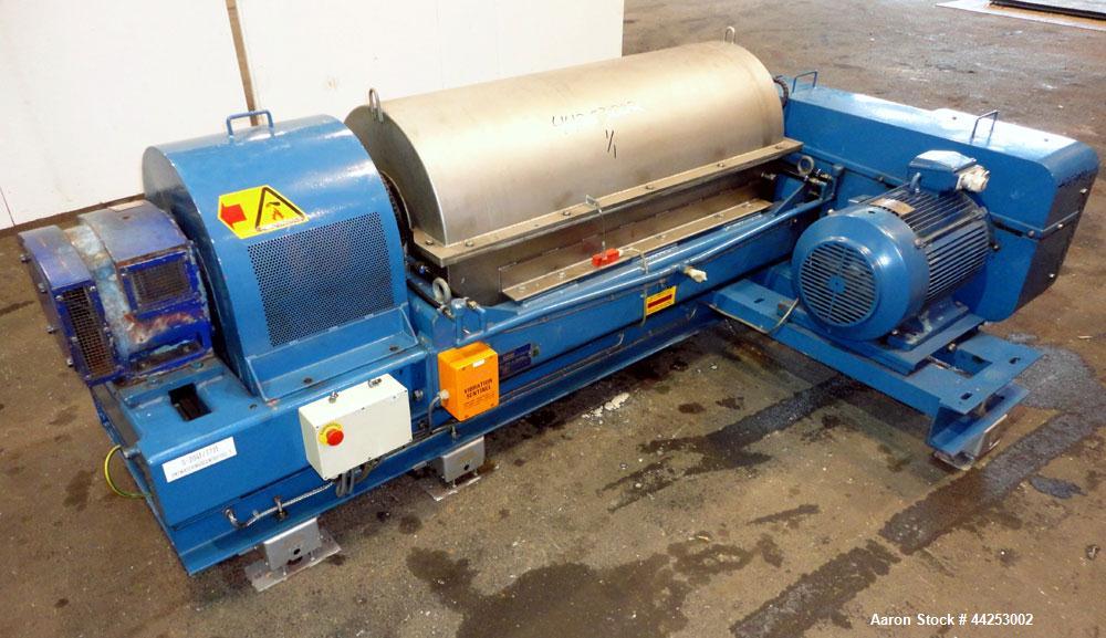 Used Alfa Laval AVNX 424B-31G (PM-35000 Super) Decanter Centrifuge. 316 Stainless steel construction on product contact areas. Maximum bowl speed 3600 rpm, approximate 110mm single lead conveyor with...