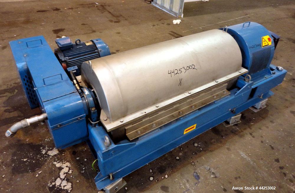 Used Alfa Laval AVNX 424B-31G (PM-35000 Super) Decanter Centrifuge. 316 Stainless steel construction on product contact areas. Maximum bowl speed 3600 rpm, approximate 110mm single lead conveyor with...