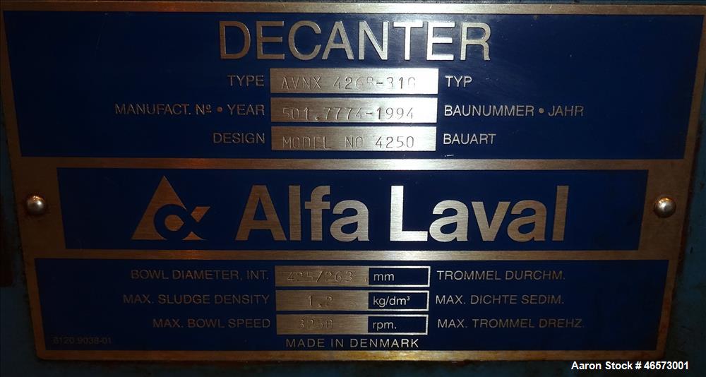 Used- Alfa Laval Solid Bowl Decanter Centrifuge