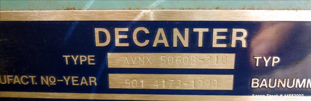 Used Stainless Steel Alfa Laval Solid Bowl Decanter Centrifuge, AVNX-5060B-31G
