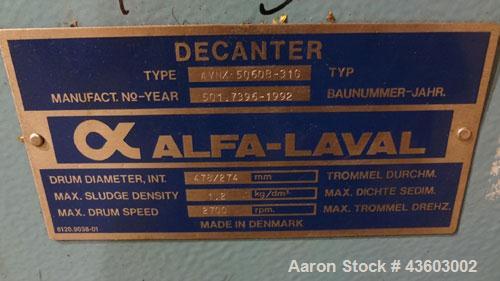 Used Stainless Steel Alfa Laval Solid Bowl Decanter Centrifuge, AVNX-5060B-31G