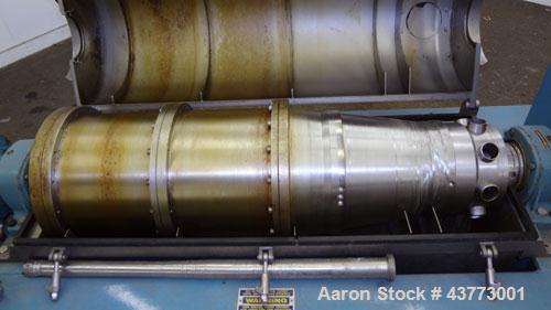 Used Alfa Laval DMNX-616B-31G-8820.1603-01 31G Solid Bowl Decanter Centrifuge, 316 Stainless Steel (product contact areas). Maximum bowl speed 3250 rpm, 110mm single lead conveyor, base, casing, 2.5 ...