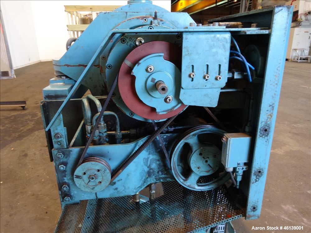 Used Alfa Laval AVNX-714B-31G Solid Bowl Decanter Centrifuge. 316 Stainless steel (product contact areas), maximum bowl speed 4000 rpm, single lead conveyor with welded hardfacing, single row cake li...