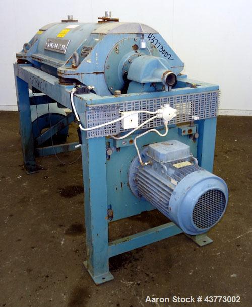Used Alfa Laval AVNX-716B-31G Solid Bowl Decanter Centrifuge. Stainless steel rotating assembly, bowl speed 4000 rpm, single lead conveyor, casing, 3.5 kNm gearbox, 15kW inline main drive (380/3/50),...