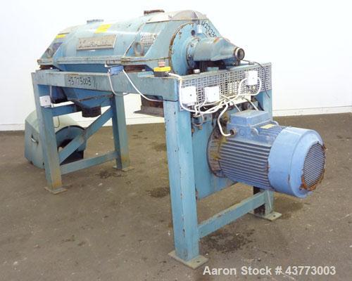 Used Alfa Laval AVNX-716B-31G Solid Bowl Decanter Centrifuge. Stainless steel rotating assembly, bowl speed 4000 rpm, single lead conveyor, casing, 3.5 kNm gearbox, 18.5kW inline main drive (380/3/50...