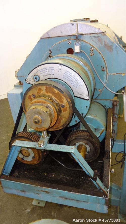 Used Alfa Laval AVNX-716B-31G Solid Bowl Decanter Centrifuge. Stainless steel rotating assembly, bowl speed 4000 rpm, single lead conveyor, casing, 3.5 kNm gearbox, 18.5kW inline main drive (380/3/50...