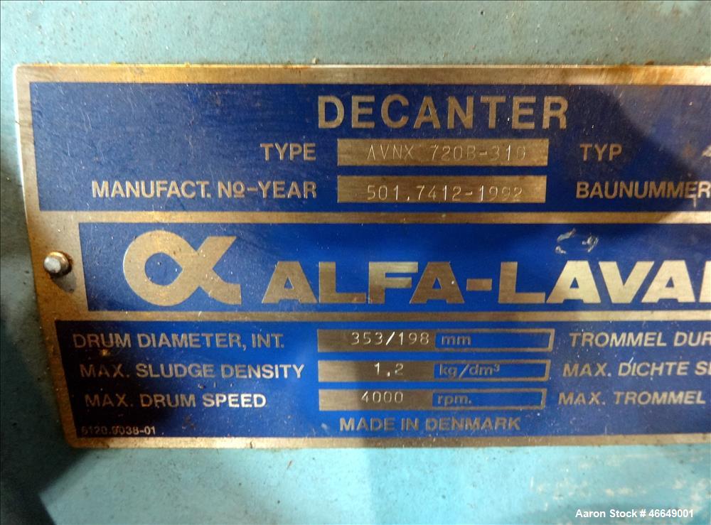 Used Alfa Laval AVNX-720B-31G Solid Bowl Decanter Centrifuge