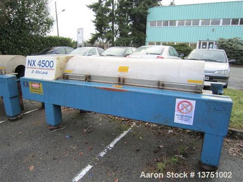 Used Alfa Laval AVNX-935B-31G Solid Bowl Decanter Centrifuge. 316 Stainless steel construction (product contact areas), maximum bowl speed 3200 rpm, 20 deg bowl angle, single row of lined cake discha...