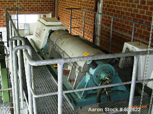 USED: Alfa Laval decanter, type AVNX5050B-31G. 316 stainless steelconstruction on product contact parts. Bowl speed 1800-2750 rpm by a55.5 hp/37 kw drive. Single lead conveyor. Single row of cakedisc...