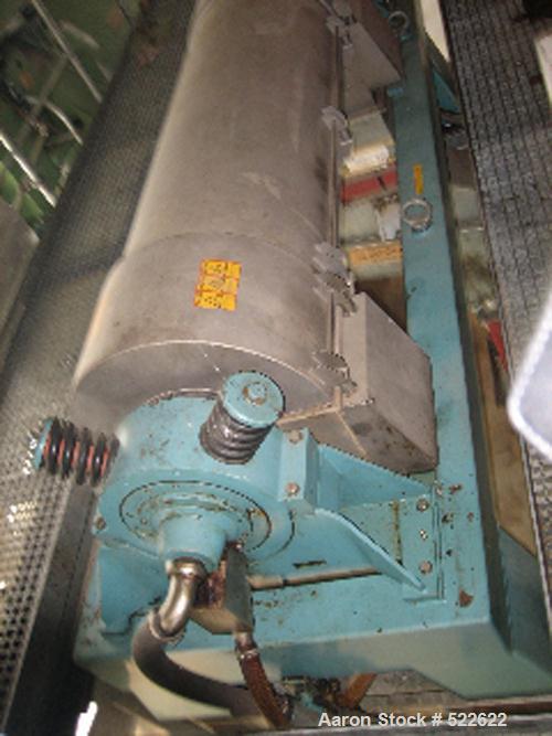 USED: Alfa Laval decanter, type AVNX5050B-31G. 316 stainless steelconstruction on product contact parts. Bowl speed 1800-2750 rpm by a55.5 hp/37 kw drive. Single lead conveyor. Single row of cakedisc...