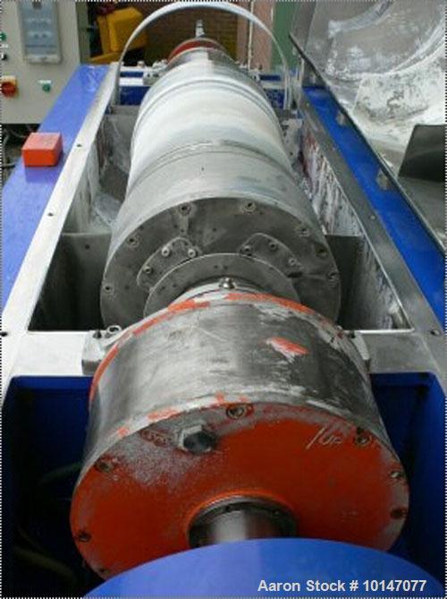 Used Alfa Laval Aldec-20 Solid Bowl Decanter Centrifuge. 316 Stainless steel construction (product contact areas), maximum bowl speed 4400 rpm, single row of lined cake discharge ports, liquid plate ...