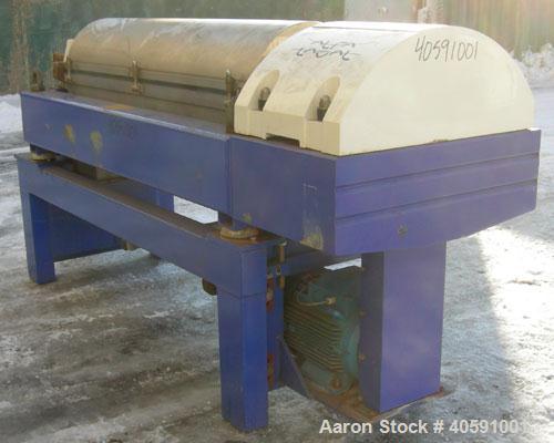 Used Alfa Laval Decanter, Type ALDEC 406, 316 stainless steel construction on product contact parts. Maximum bowl speed 4000 rpm. 110mm single lead conveyor with hardfacing. Driven by a 22 kw, 3/50/3...