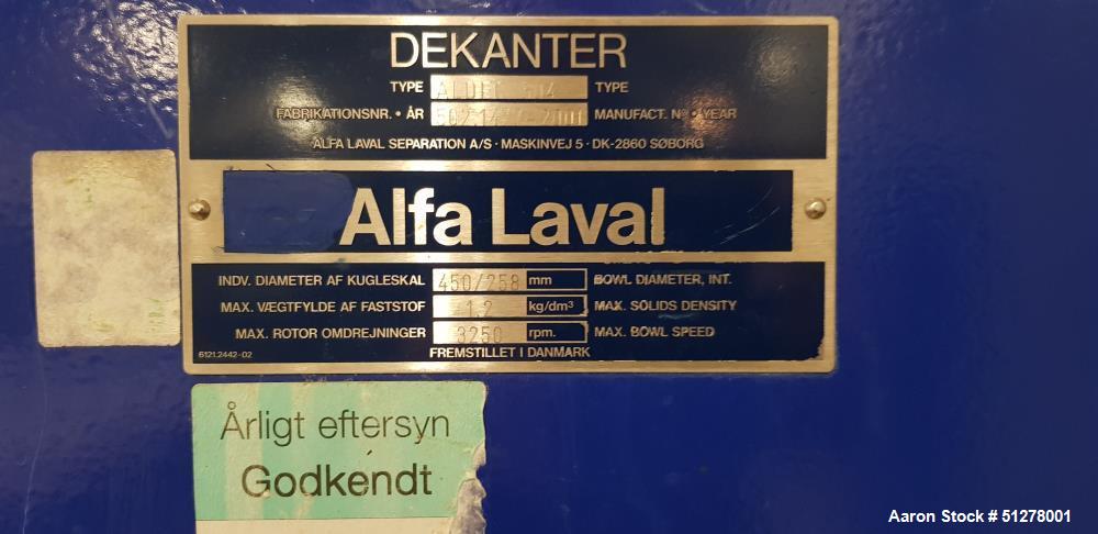 Used Alfa Laval Solid Bowl Decanter Centrifuge
