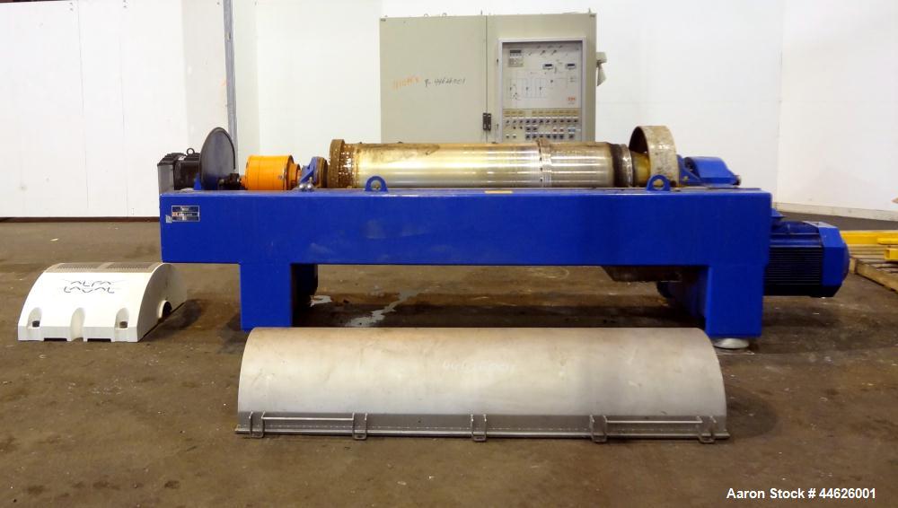 Used Alfa Laval Aldec 506 Solid Bowl Decanter Centrifuge. 316 Stainless steel (product contact areas). Maximum bowl speed 3250 rpm, base, bowl diameter 17.7" (450 mm), length 78.4" (2000 mm), casing ...
