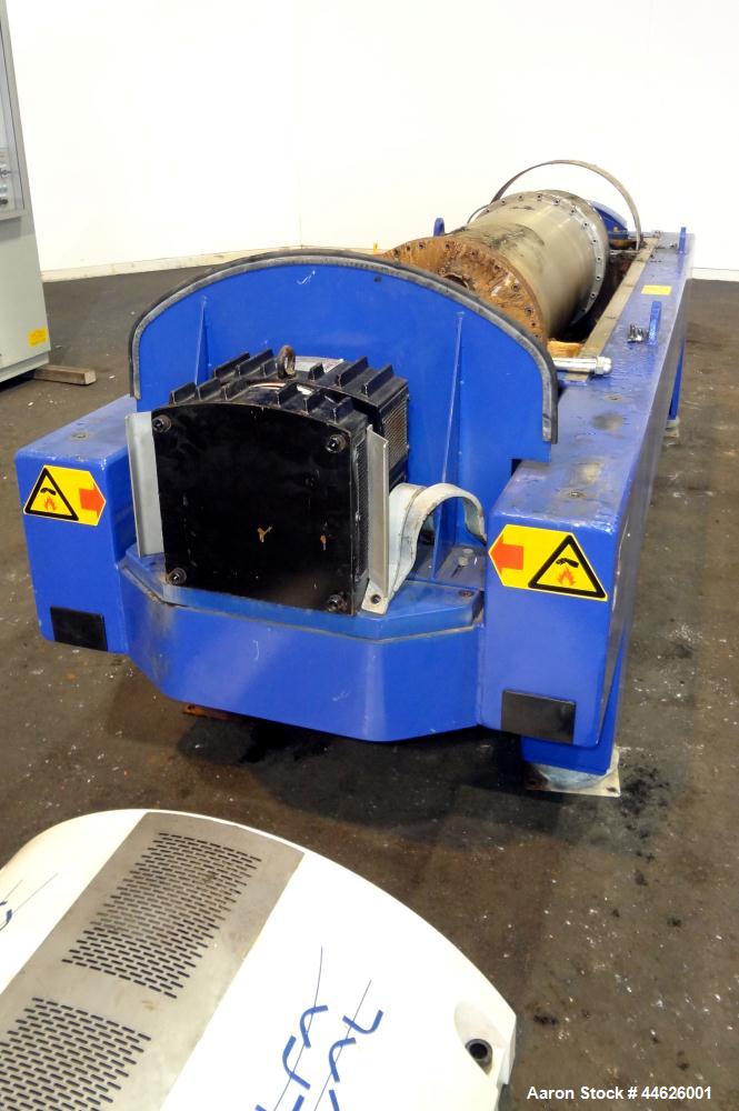 Used Alfa Laval Aldec 506 Solid Bowl Decanter Centrifuge. 316 Stainless steel (product contact areas). Maximum bowl speed 3250 rpm, base, bowl diameter 17.7" (450 mm), length 78.4" (2000 mm), casing ...