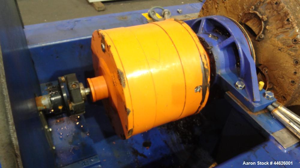 Used Alfa Laval Aldec 506 Solid Bowl Decanter Centrifuge. 316 Stainless steel (product contact areas). Maximum bowl speed 3250 rpm, base, bowl diameter 17.7" (450 mm), length 78.4" (2000 mm), casing ...