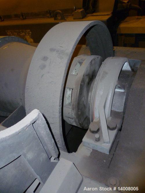 Used Alfa Laval CVNX 4850 Solid Bowl Decanter Centrifuge. 316 Stainless steel construction (product contact areas), maximum bowl speed 3600 rpm, single row of lined cake discharge ports, liquid plate...