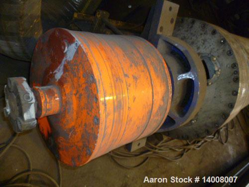 Used Alfa Laval CVNX 4850 Solid Bowl Decanter Centrifuge. 316 Stainless steel construction (product contact areas), maximum bowl speed 3600 rpm, single row of lined cake discharge ports, liquid plate...