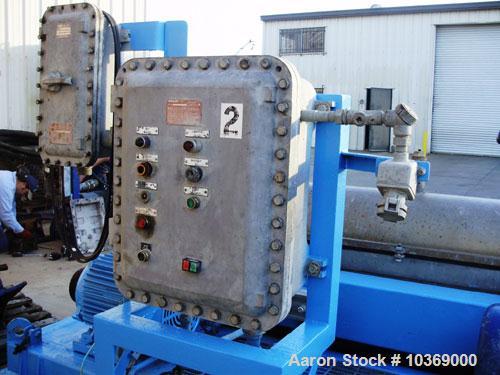 Used Alfa Laval DMNX-418 Solid Bowl Decanter Centrifuge. 316 stainless steel construction (product contact areas), max bowl speed 4000 rpm, 110 mm single lead conveyor, base, casing, 3.5 kn gearbox, ...