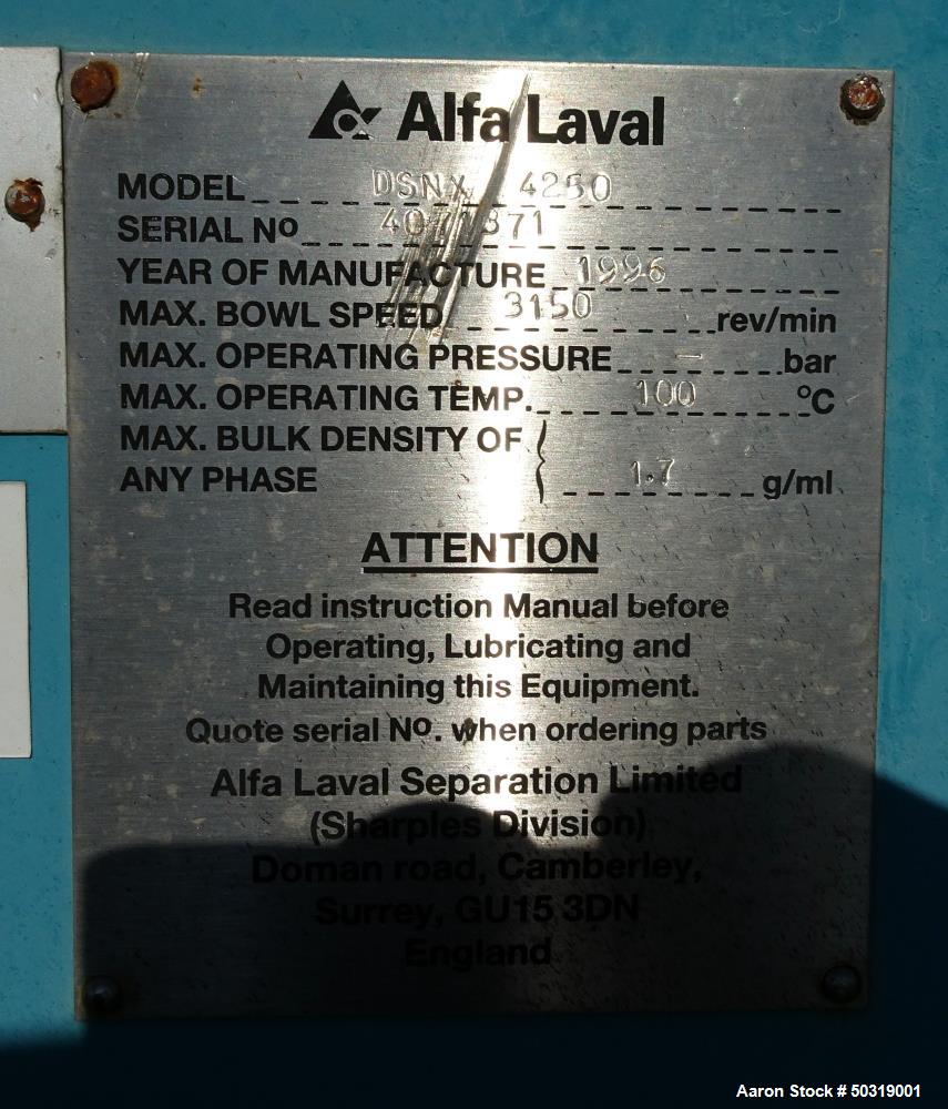 Used- Alfa Laval / Sharples DSNX 4250 (PM36000) Super-D-Canter Centrifuge