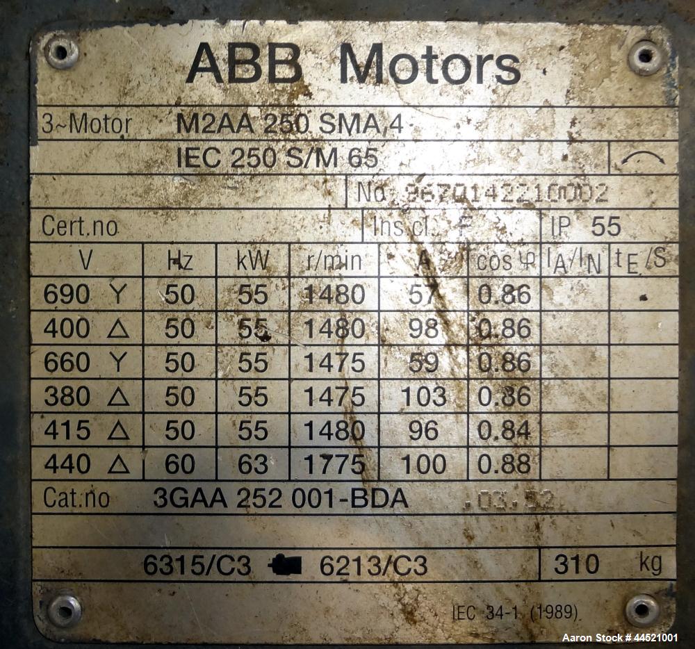 Used Alfa Laval DSNX-4850 Solid Bowl Decanter Centrifuge.  AISI 316 (1.4401) Stainless steel construction on product contact parts.  Max bowl speed 3650 rpm, 2 phase, 18.8" diameter x 80.1" straight ...