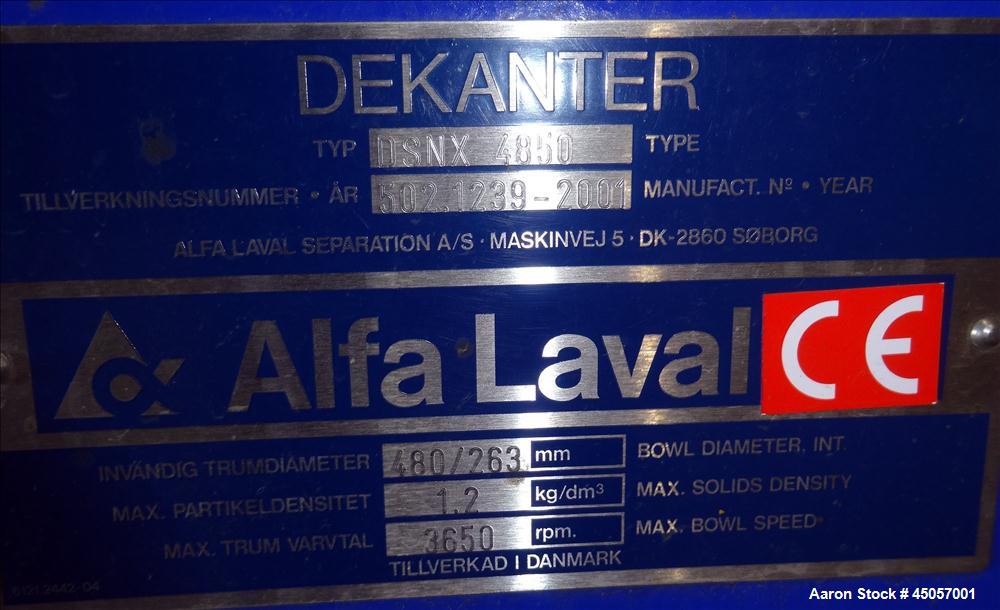 Used Alfa Laval Decanter Centrifuge, DSNX-4850