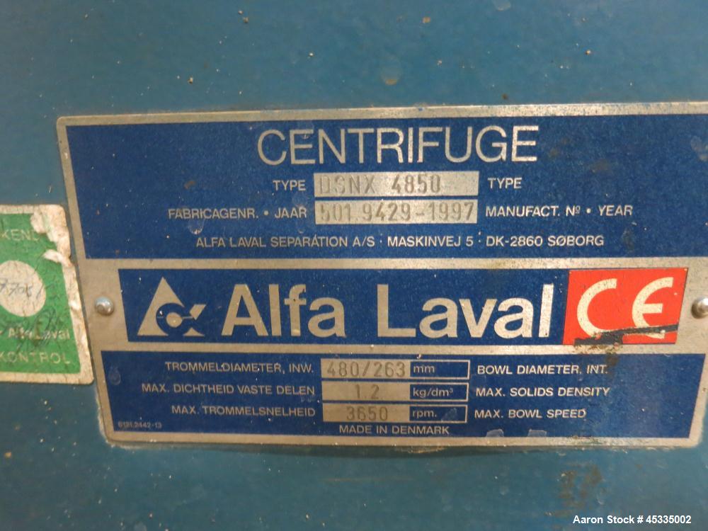 Used Alfa Laval DSNX-4850 Solid Bowl Decanter Centrifuge